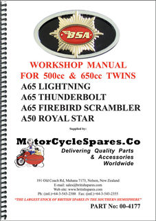 Factory Workshop Manual BSA A50 & A65 1969-70