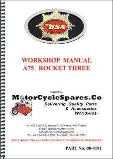 Factory Workshop Manual BSA A75 Rocket 3
