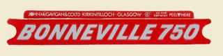 Decal, Bonneville 750, Silver on Red