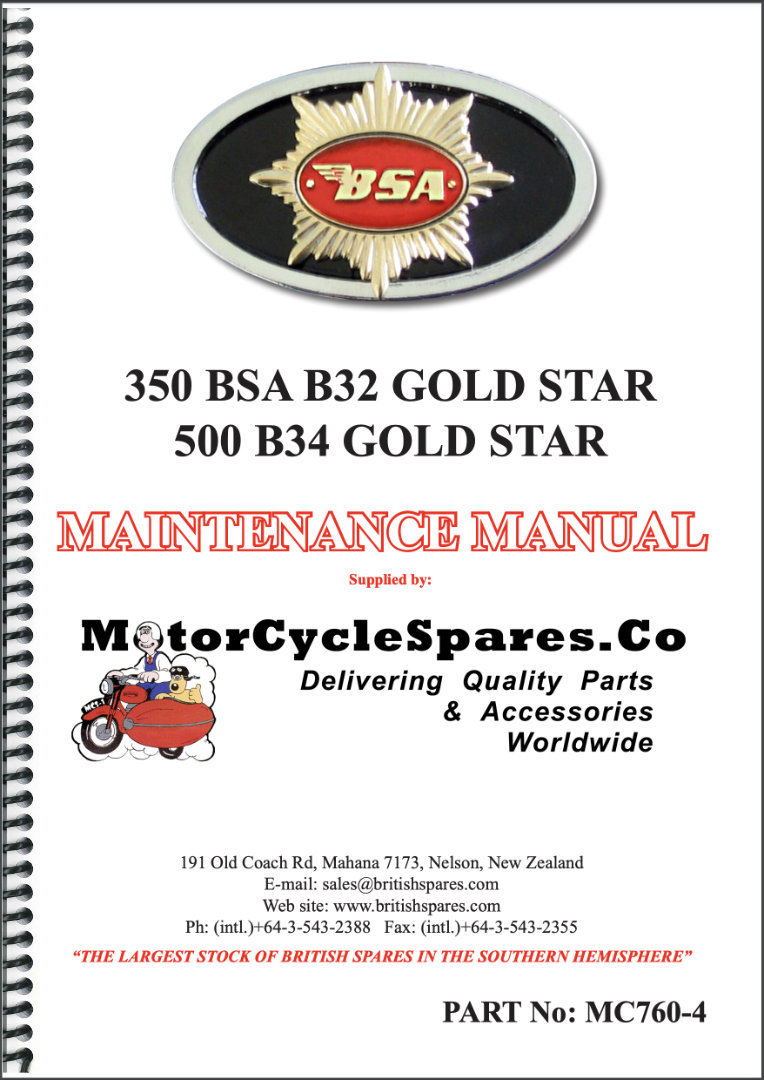 Maintenance Manual BSA B32 & B34 Gold Star 1956