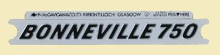 Decal, Bonneville 750, Black on Silver