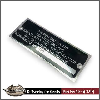 60-4299 Certification Plate